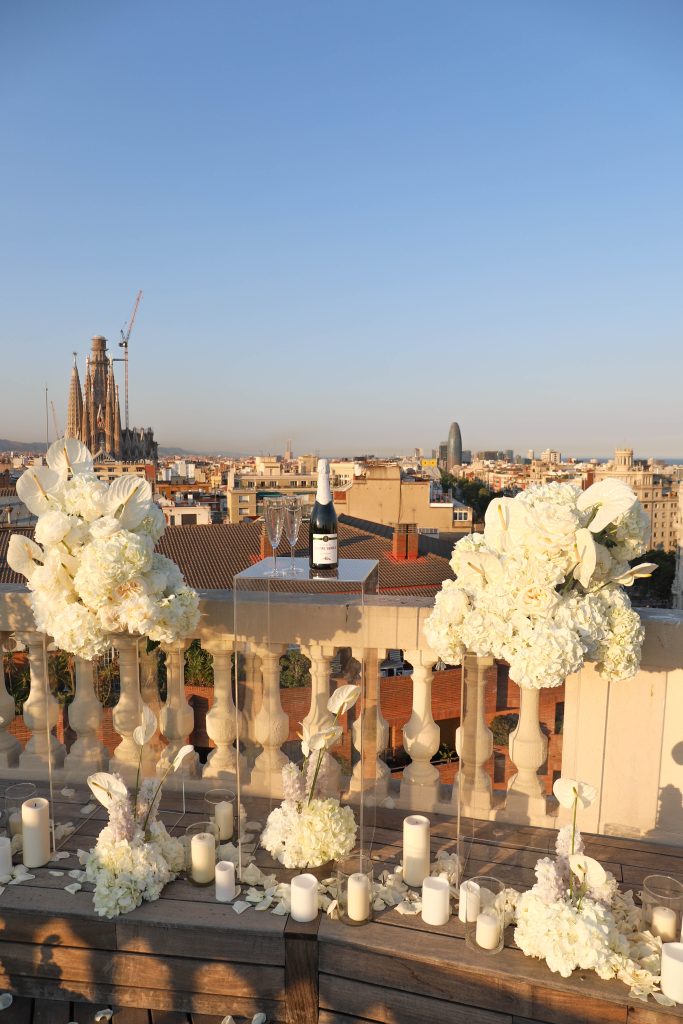 Elegant proposal setup in Barcelona