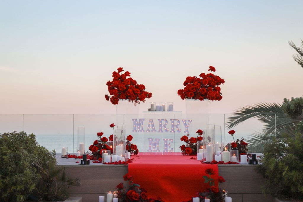 Romantic Setup Luxury Beach Proposal Barcelona