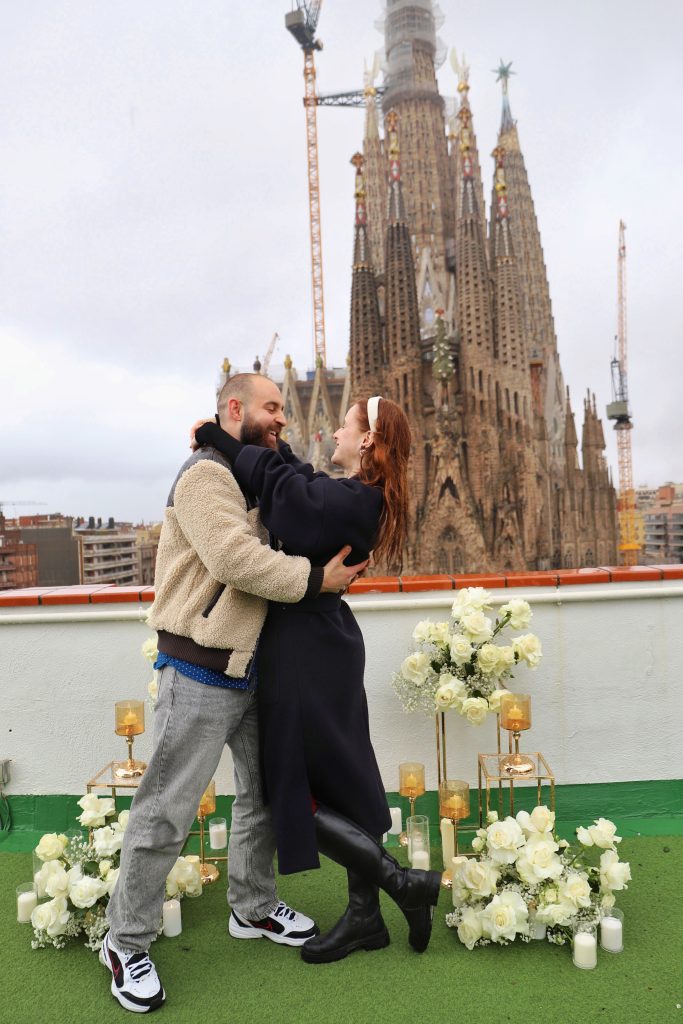 Rooftop proposal Barcelona with panoramic skyline views