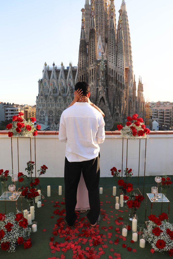 Private rooftop proposal Barcelona Sagrada Familia view