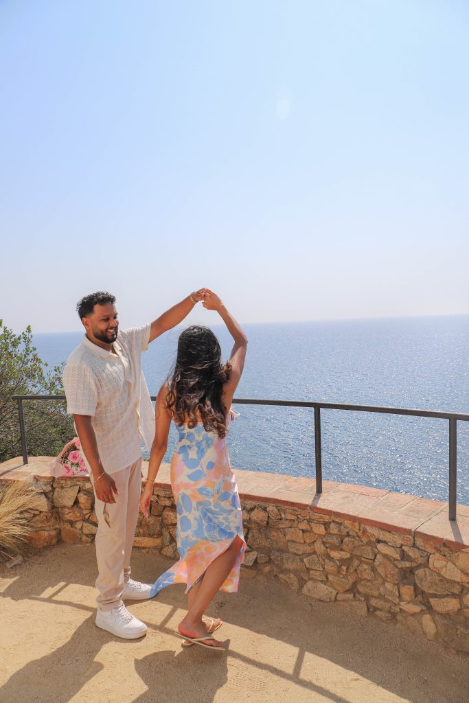 A romantic Costa Brava marriage proposal at Marimurtra Botanical Garden,